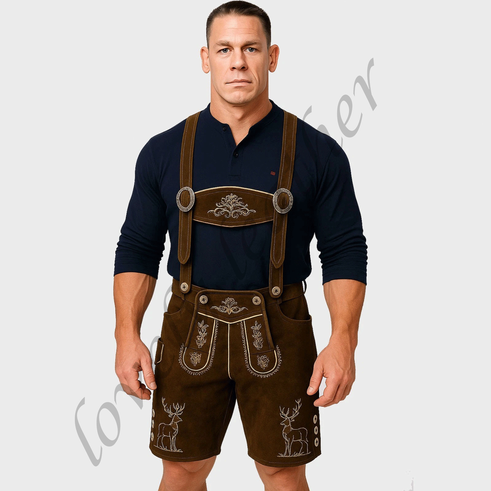 Bavarian Lederhosen Men Suede Lederhosen Brown Oktoberfest Costume German Outfit