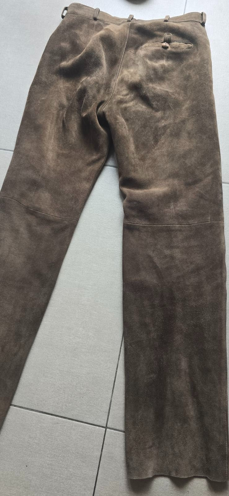 KALTENBACHER Vintage Brown Goatskin Suede Leather Trousers Trachten Alpine Sz 50