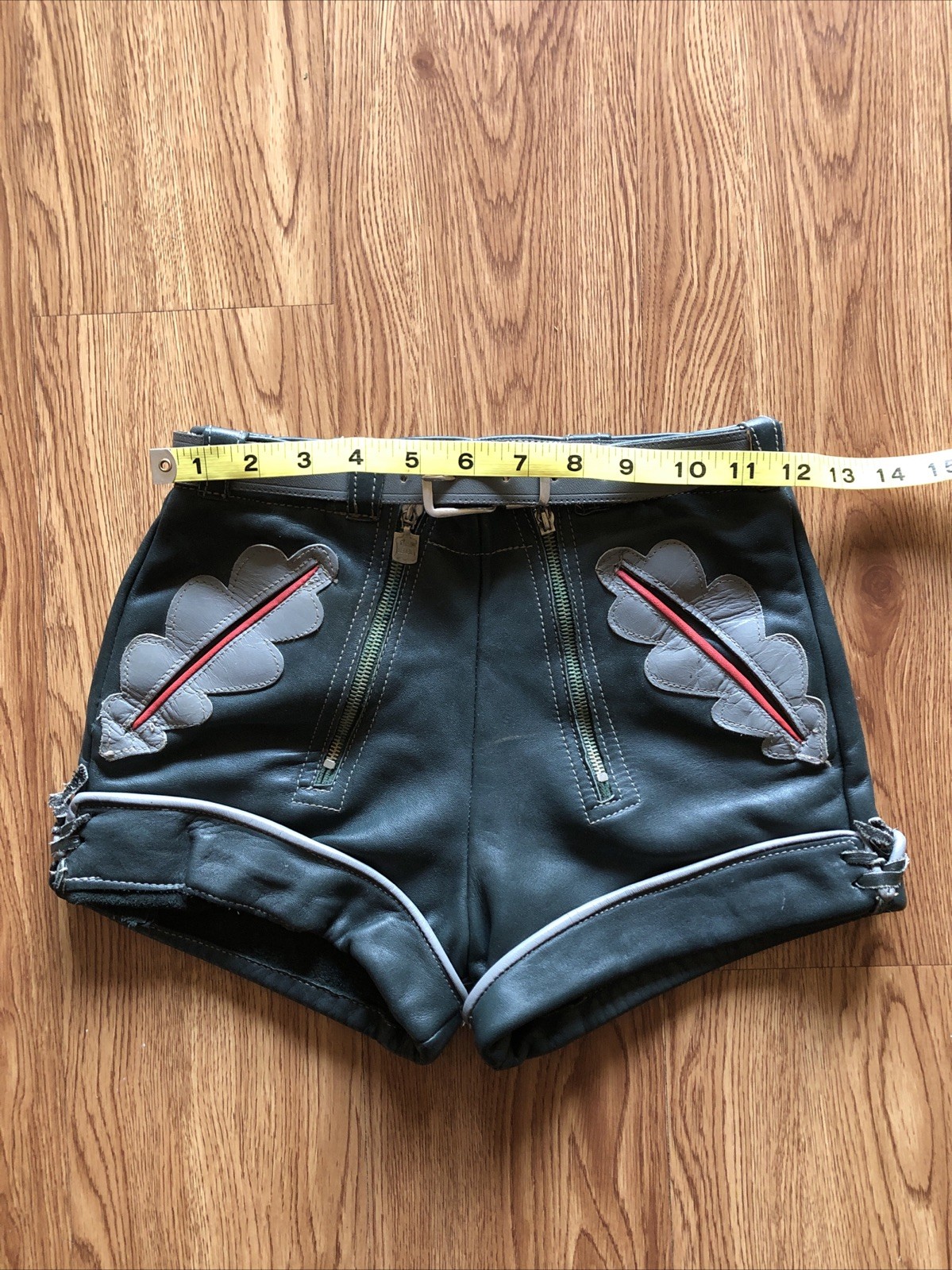 Vintage 1960s Leather LEDERHOSEN Shorts Green German Octoberfest Festival