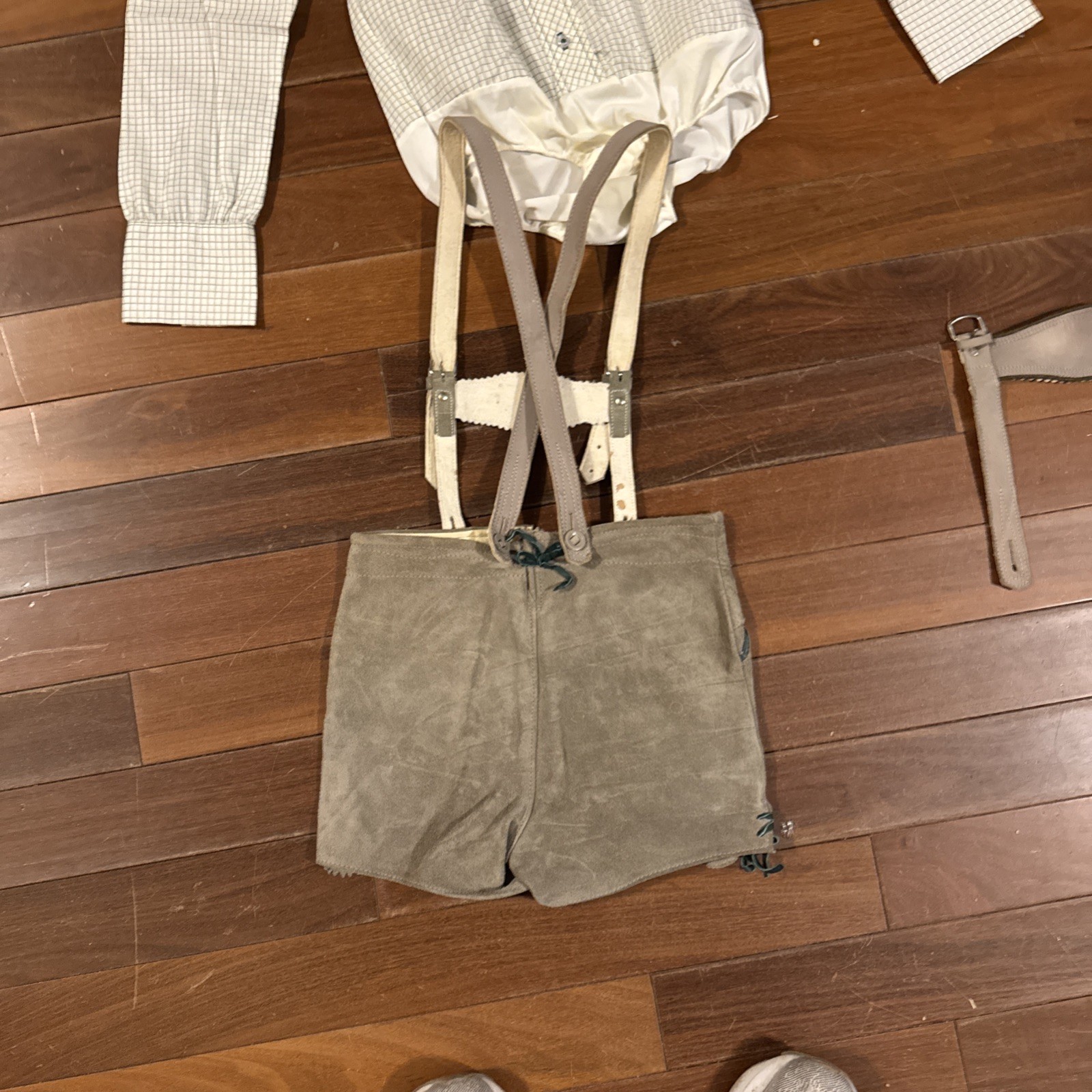 VTG Girls German Lederhosen Suede Leather Outf Made In AUSTRIA with Bodysuit