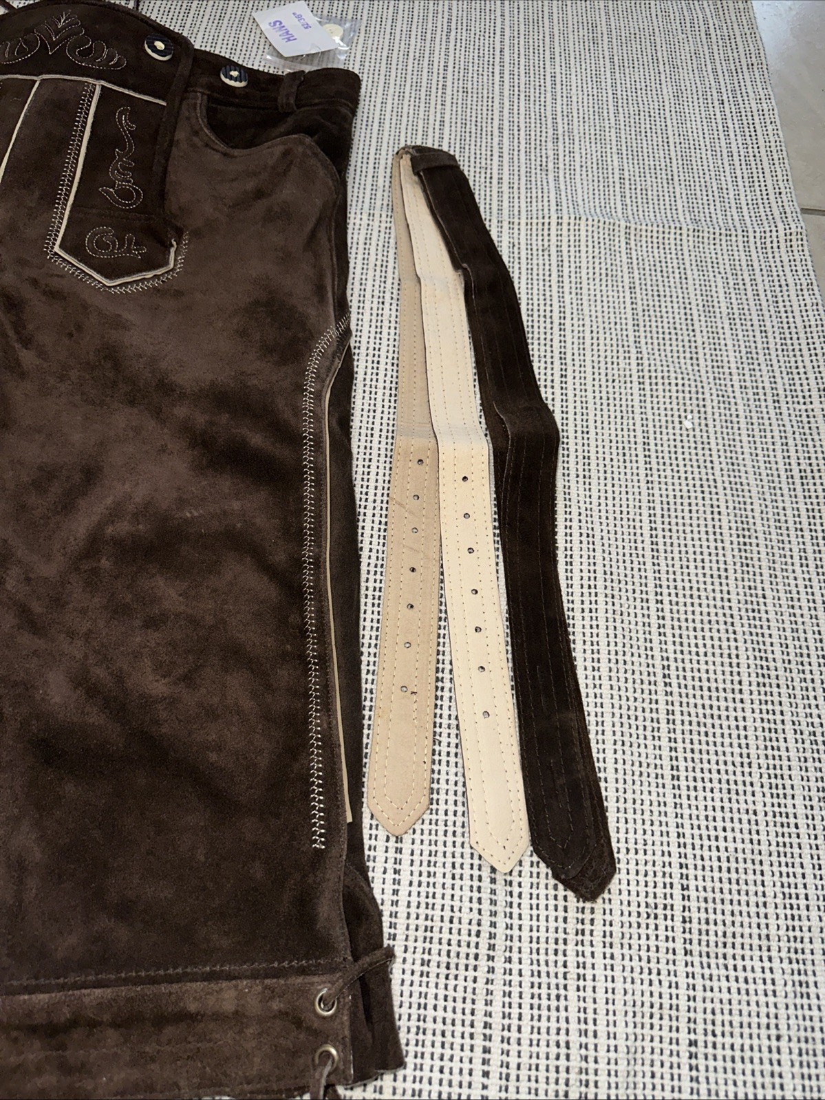 Lederhosen4U Brown Suede German Lederhosen Hans Size 52 New