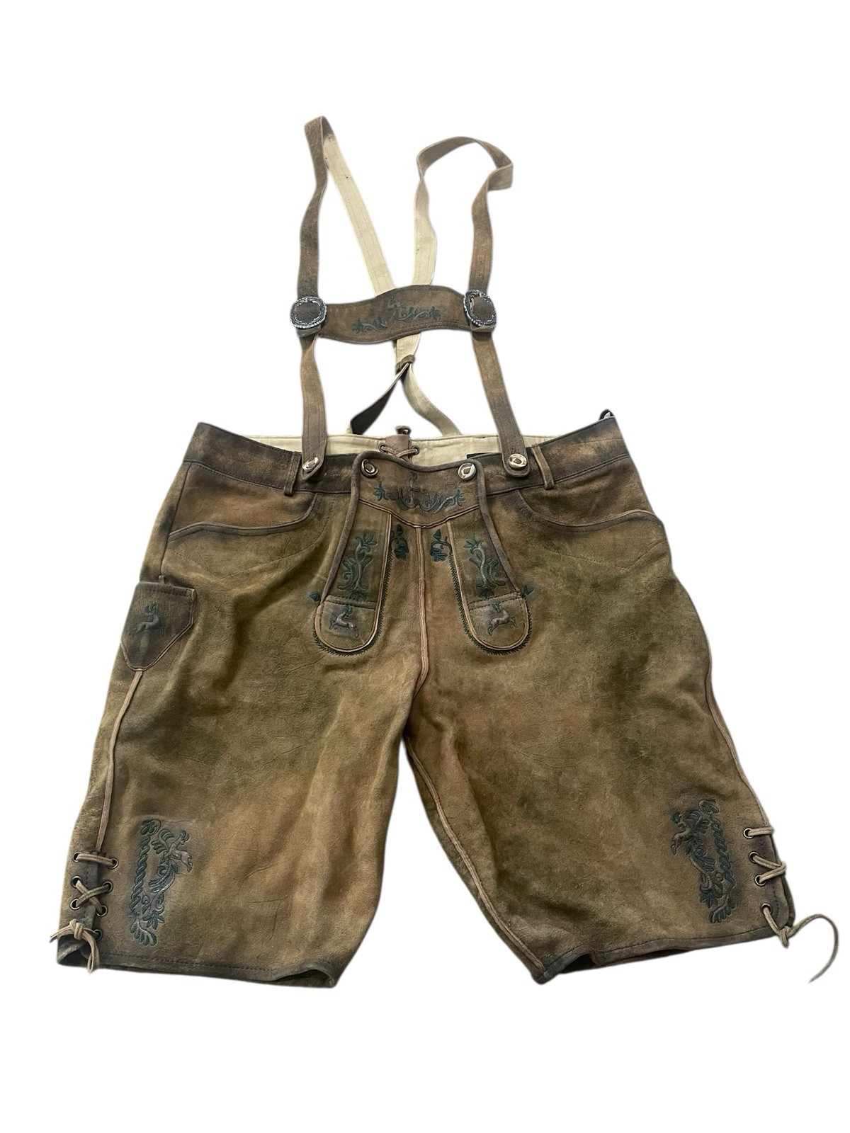 Van Linnen Bavarian Oktoberfest Lederhosen Shorts Tracht #OKTOBERFEST Waist 42