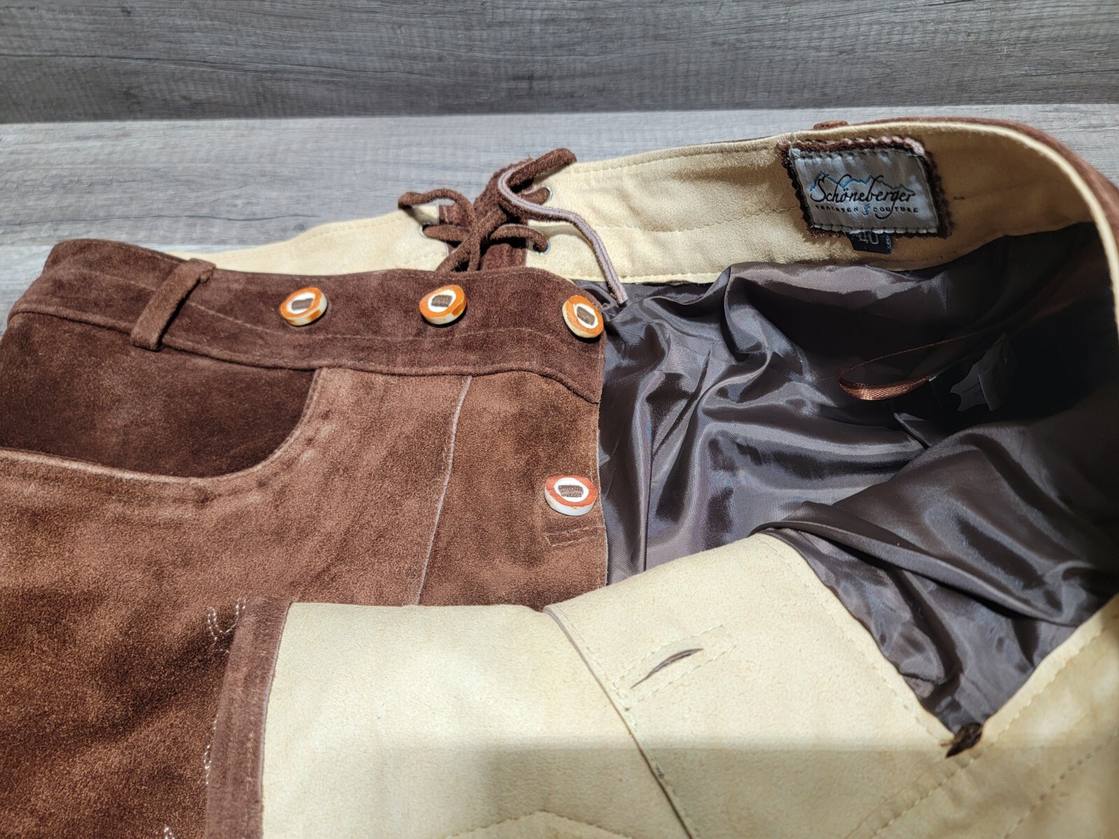 NWT Genuine Schoneberger Bavarian Lederhosen Trachten Couture Size 40