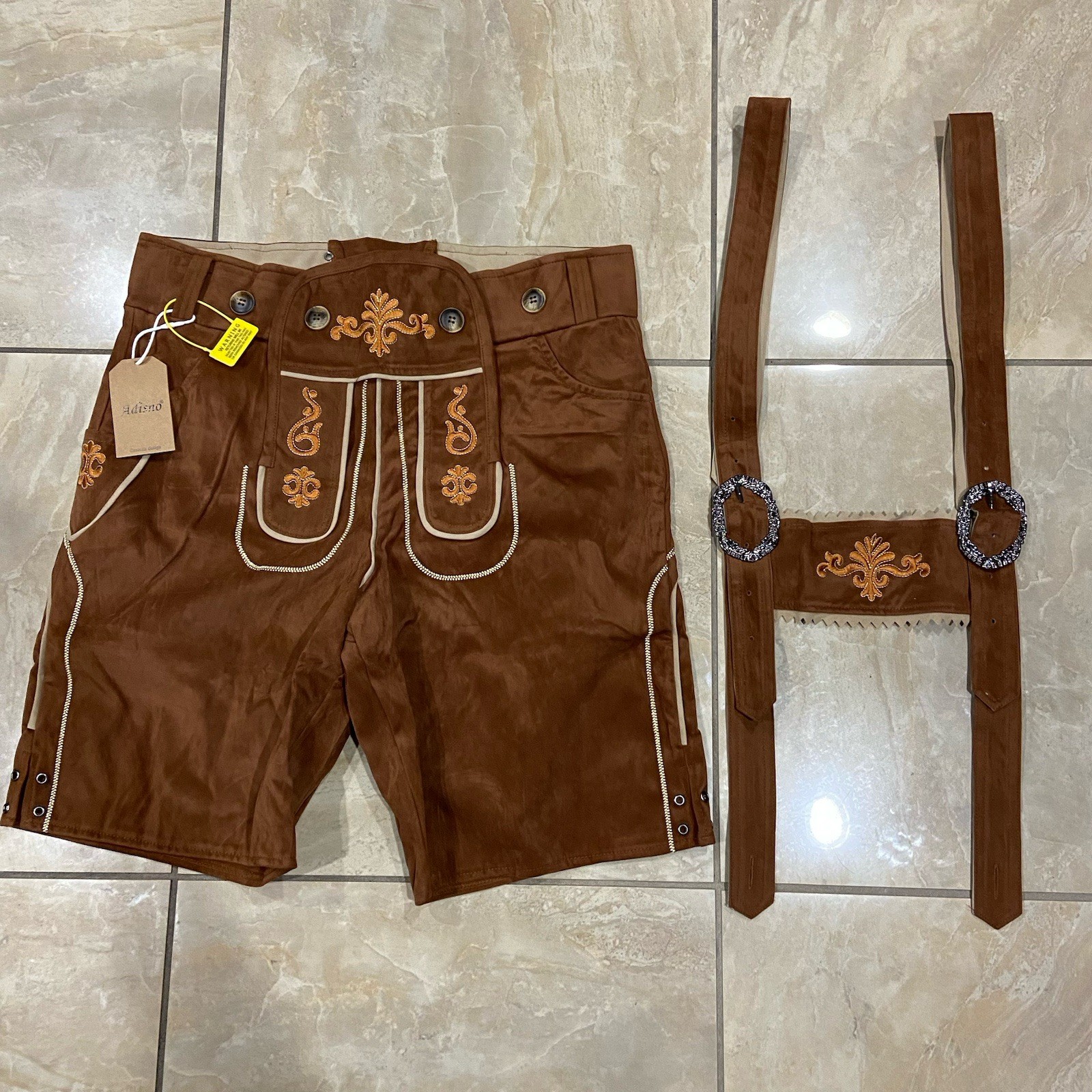 Bavarian Lederhosen Oktoberfest Costume German Outfit Shorts Men’s 32 US