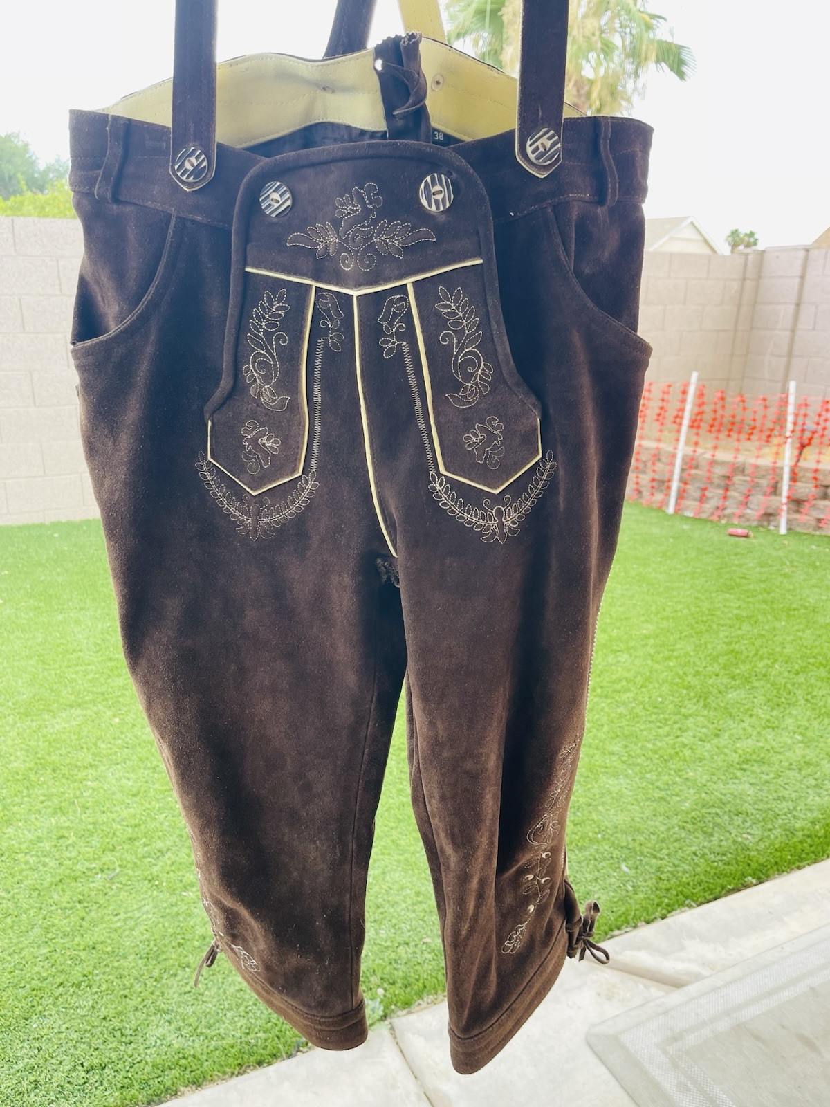 🍻German Bavarian Oktoberfest Trachten Lederhosen, Leather, Satin Lined. Sz 38🍻