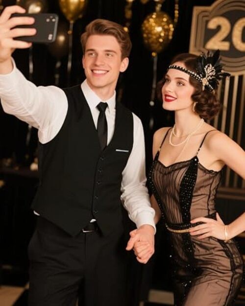 1920s Mens Costume, Roaring 20s Costumes for Men, Large Black- Newsboy Hat