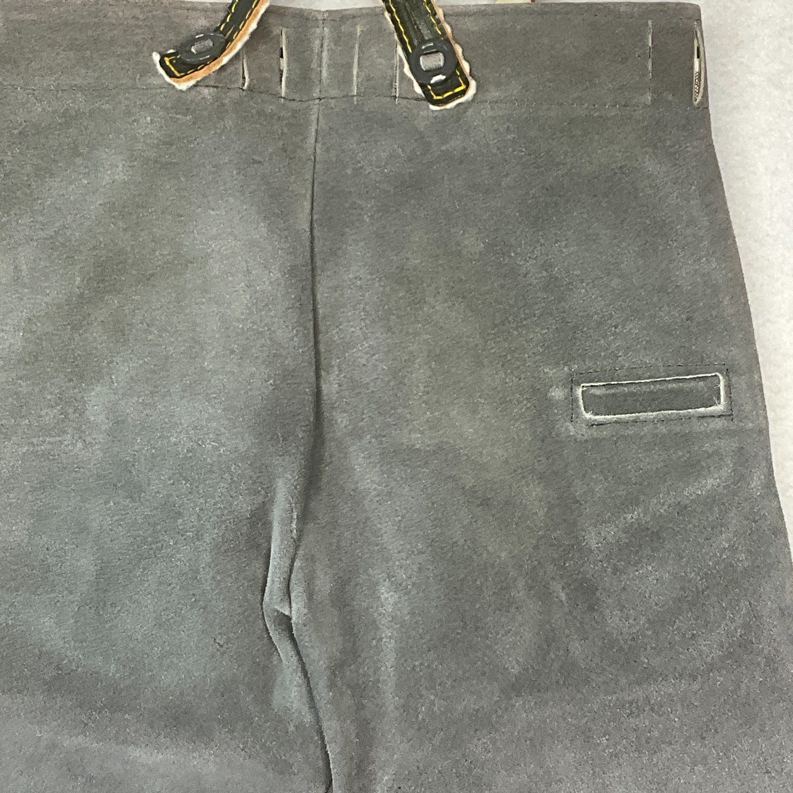 Vintage German Lederhosen Baby Boys Suede Shorts Suspenders Oktoberfest Grey EUC