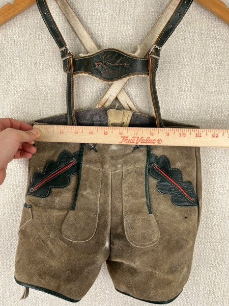 VTG Kids Lederhosen Shorts Suede Leather Shorts Suspenders Oktoberfest Bavarian