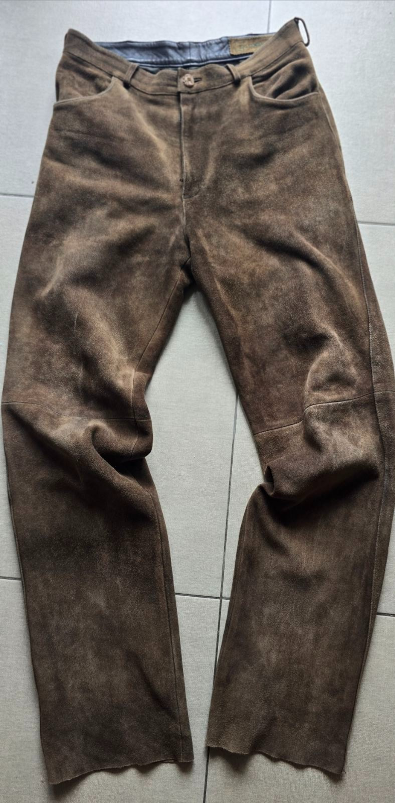 KALTENBACHER Vintage Brown Goatskin Suede Leather Trousers Trachten Alpine Sz 50