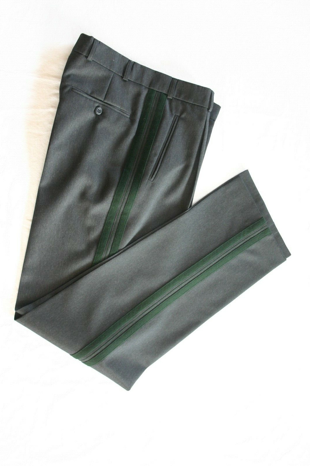 Traditional Trousers Dress Pants Suit Stripe Side Loden Grey