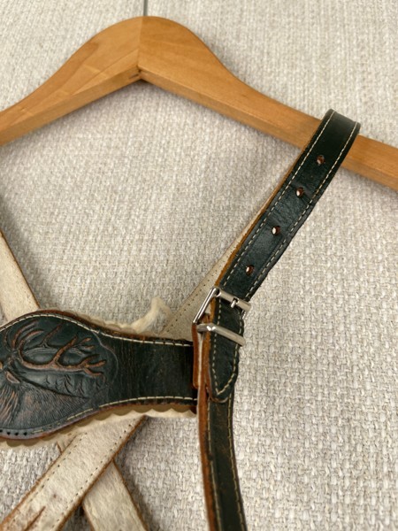 VTG Kids Lederhosen Shorts Suede Leather Shorts Suspenders Oktoberfest Bavarian