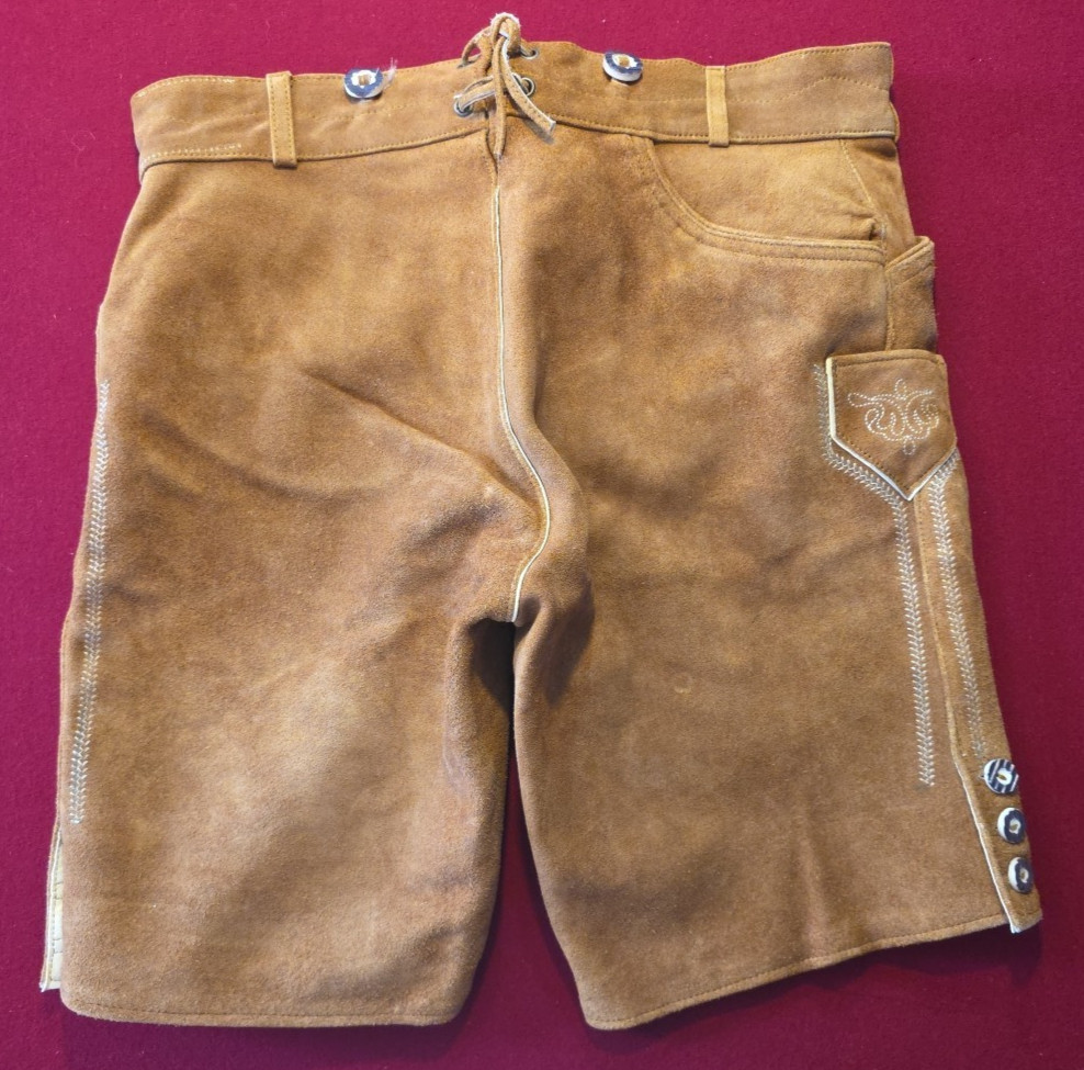 Otto Almbock Lederhosen Pants Men’s 35 Eu50 Suede German Oktoberfest Embroidered