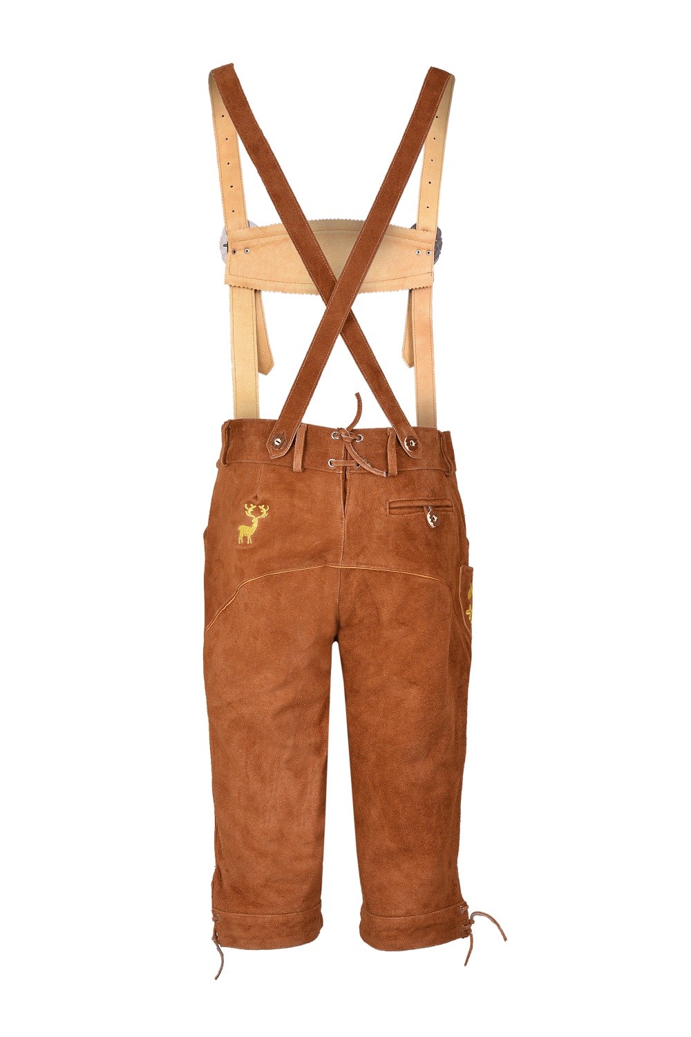 German Oktoberfest Long Bavarian Lederhosen Real Leather Matching Suspenders New