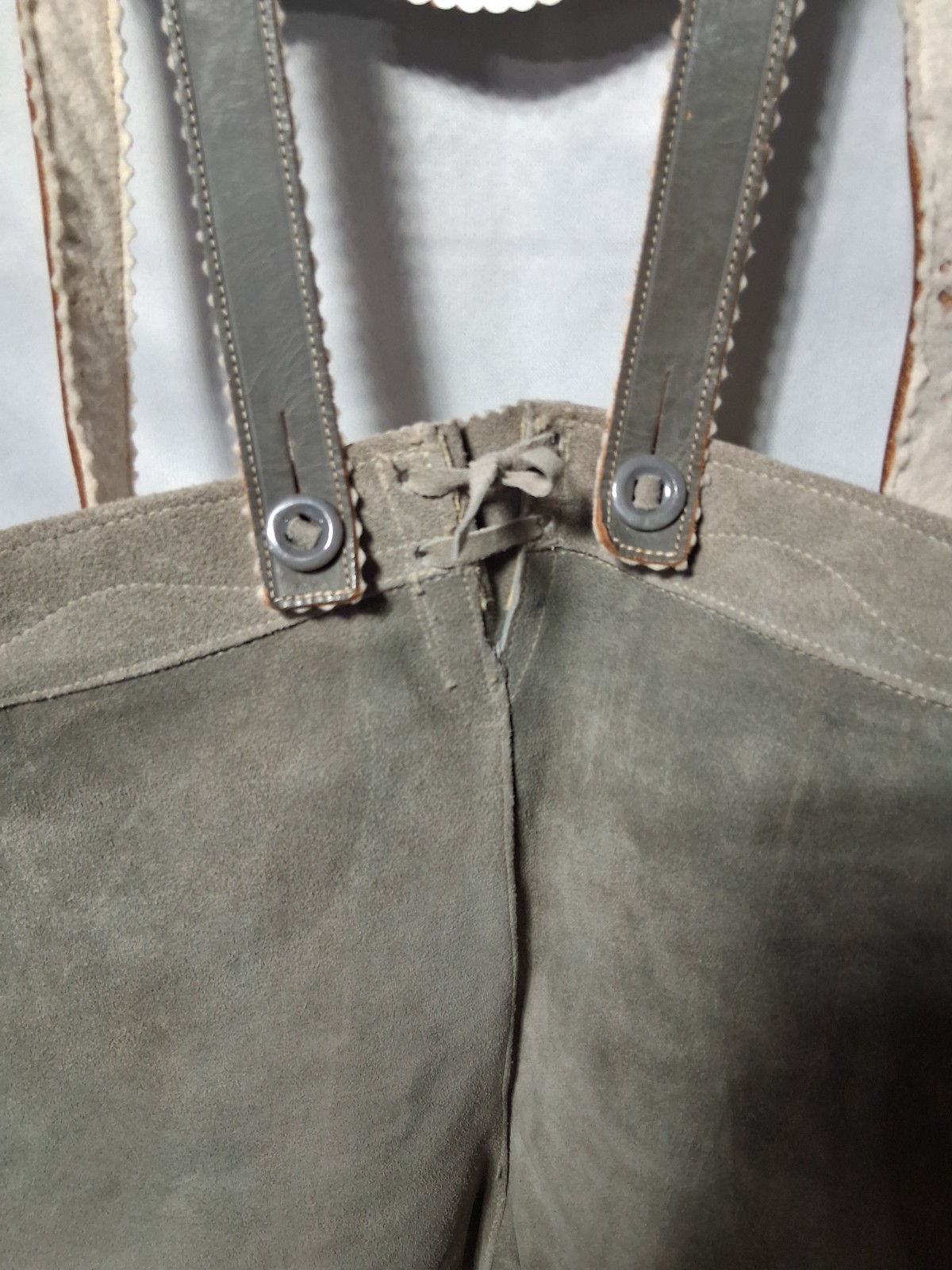 Vintage Haelson Suede Leather Lederhosen Shorts, EU 40 Waist Suspenders & Hat