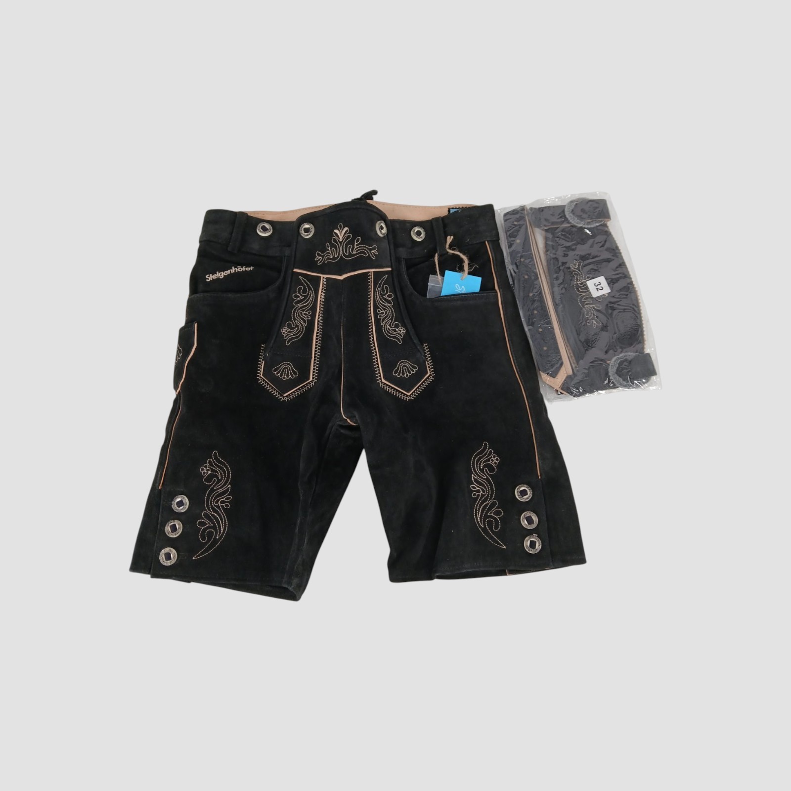 Steigenhofer Men’s Vintage-Style Lederhosen for Oktoberfest Size 32″