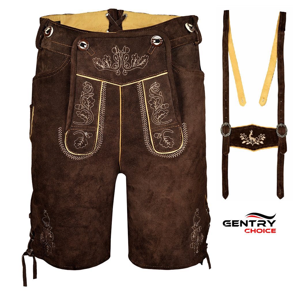 Authentic Lederhosen Oscar Oktoberfest Costume Men Leather Short German Outfit