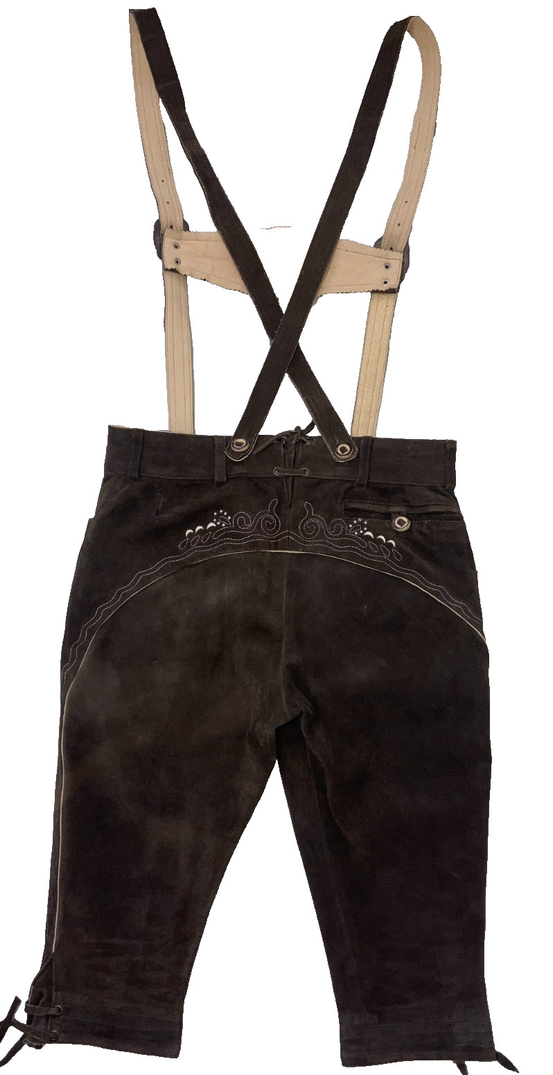 Lederhosen 4U Knee Length Seppl Bundhosen Brown Suede Leather 31 Worn Once!