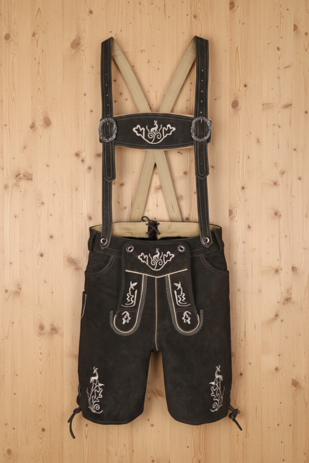 Lederhosen Men Octorberfest Genuine Suede Leather Choco Brown
