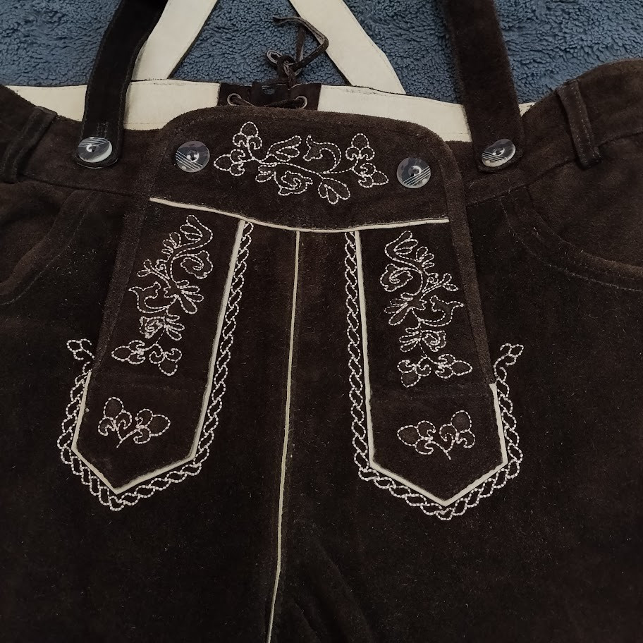 Bavarian Oktoberfest Lederhosen Shorts Antique Brown Tracht
