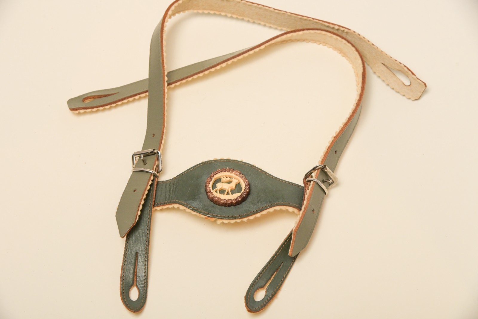 Vintage German Boys Lederhosen Suede Leather Shorts Suspenders Bavarian 1960s
