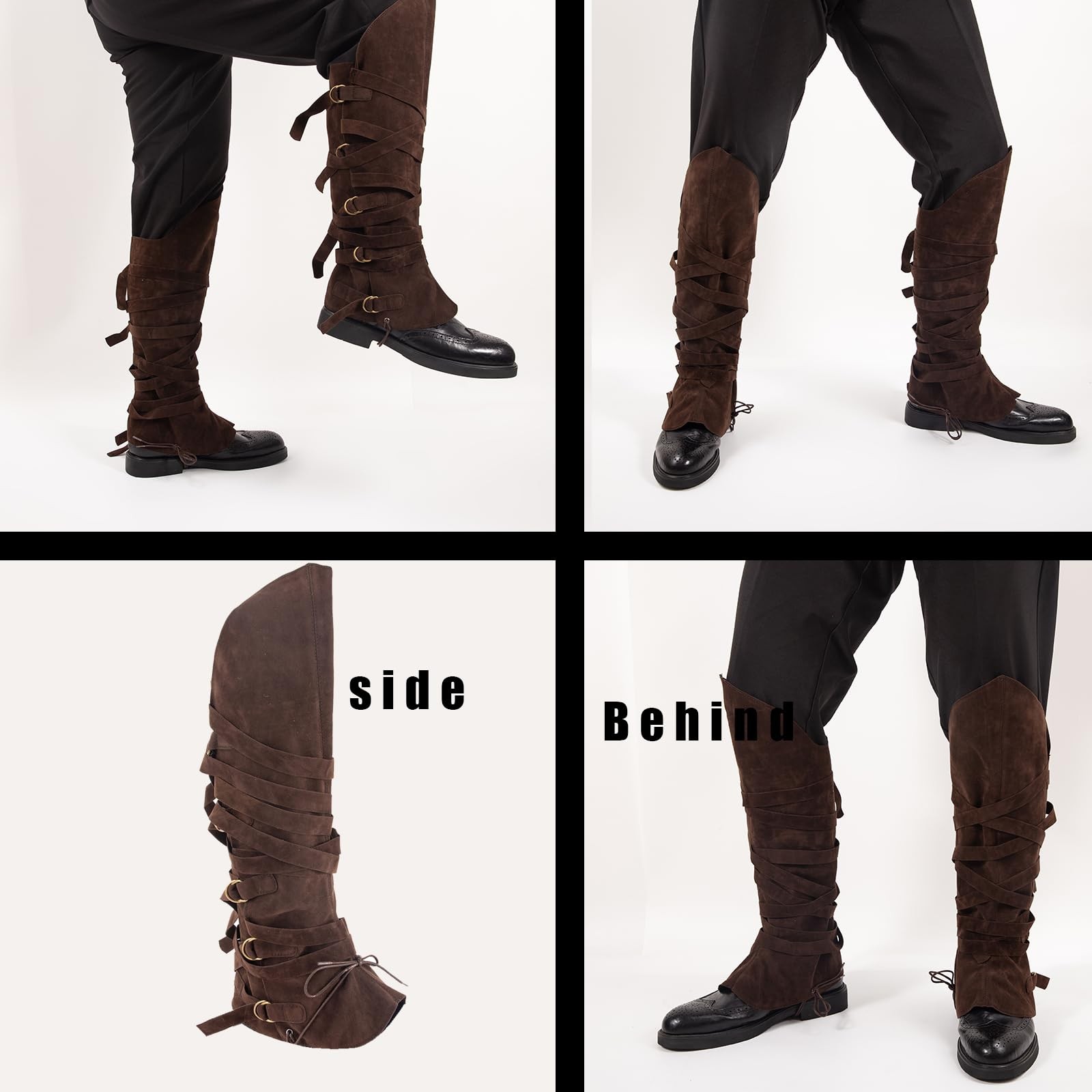 Medieval Pirate Boot Covers Men Women: Faux Leather Renaissance Boots Cover S…
