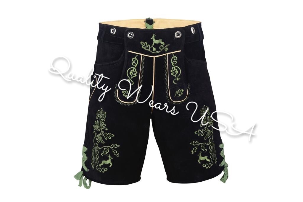 Men Authentic Lederhosen – Oktoberfest Lederhosen- Leather Short
