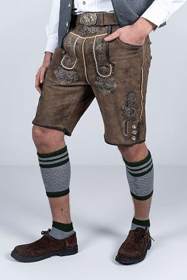 Edelnice Trachten Bavarian october fest traditional short Leather Lederhosen 46