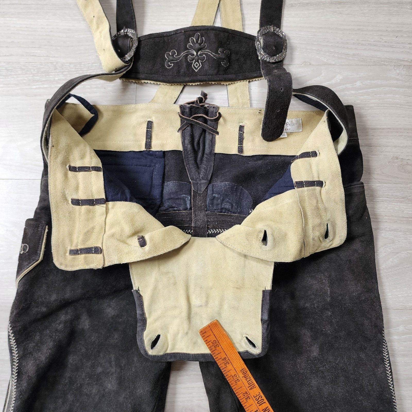 Gweih & Silk Lederhosen EU 50 (Medium) Suede Knee Length Suspenders Oktoberfest