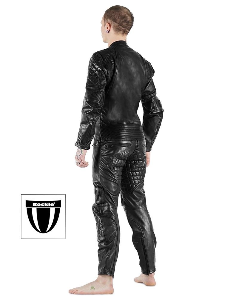 BOCKLE 5 GAY ZIP BIKER STYLE GEAR WEAR LEATHER SUIT WITH DRAPE zip new