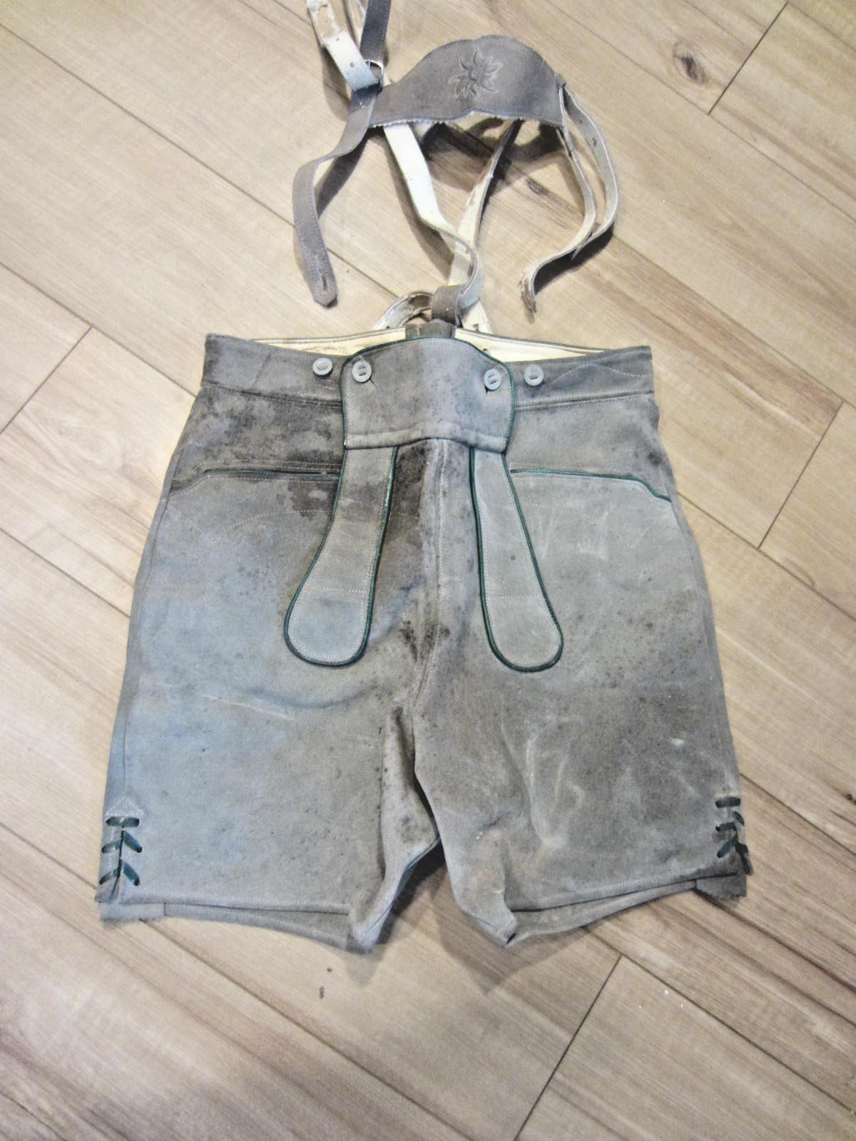 Genuine Leather Authentic Men Boys German Liederhosen 30″ w Suspenders