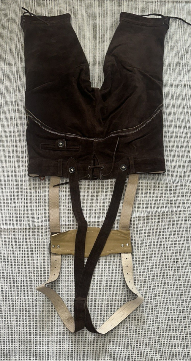 Lederhosen4U Brown Suede German Lederhosen Hans Size 52 New