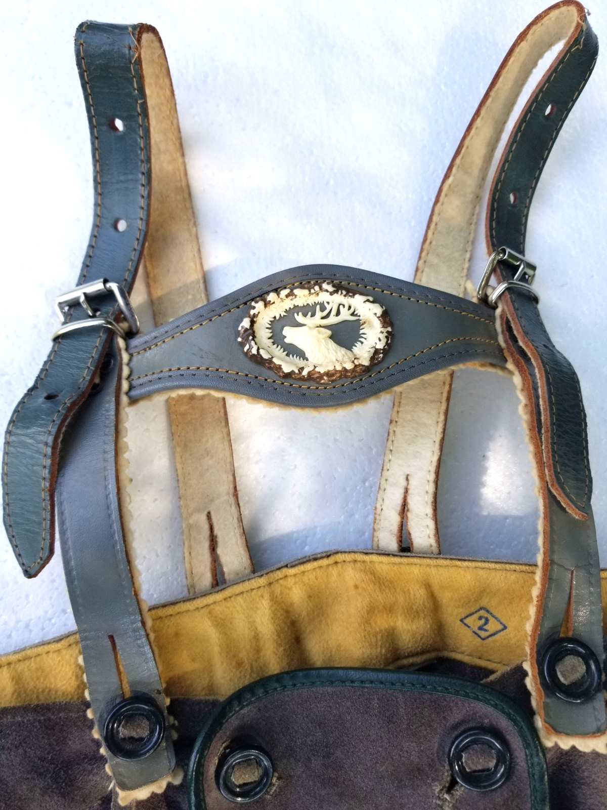 Vintage German Boys Lederhosen Suede Leather Shorts Suspenders Bavarian 1960s