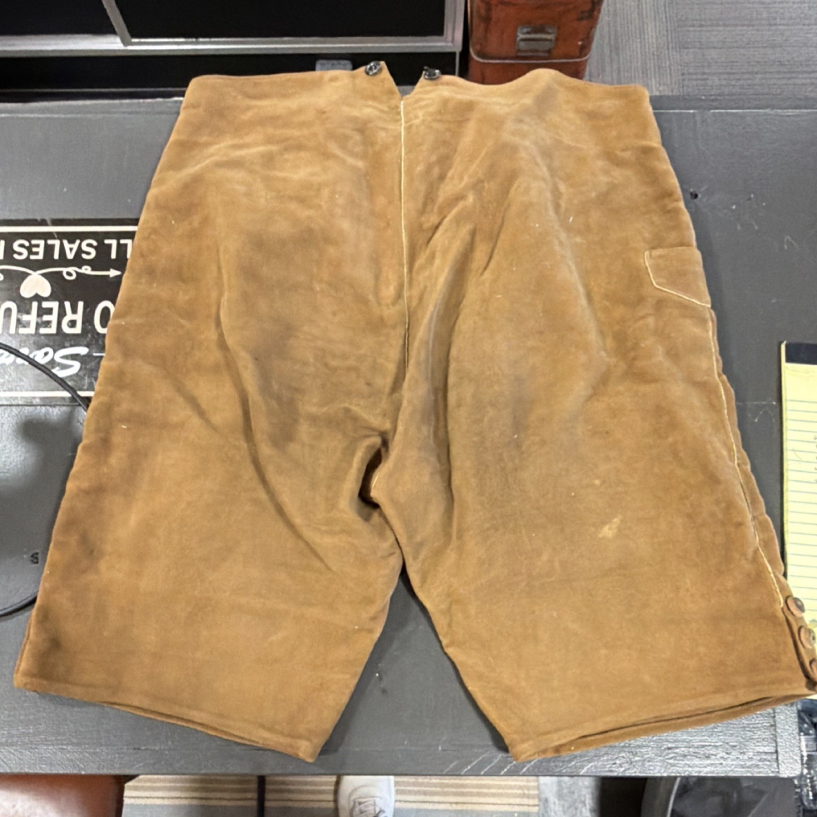 Knagge & Peitz München Brown Leather Lederhosen Shorts w/ Button Front