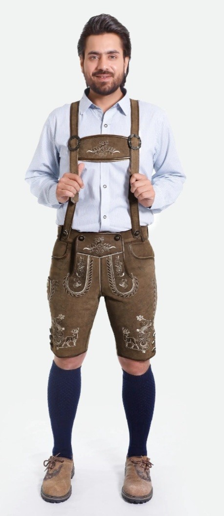Lederhosen Shorts w/Suspenders-Trachten Style-German-Oktoberfest Wear-Size 56