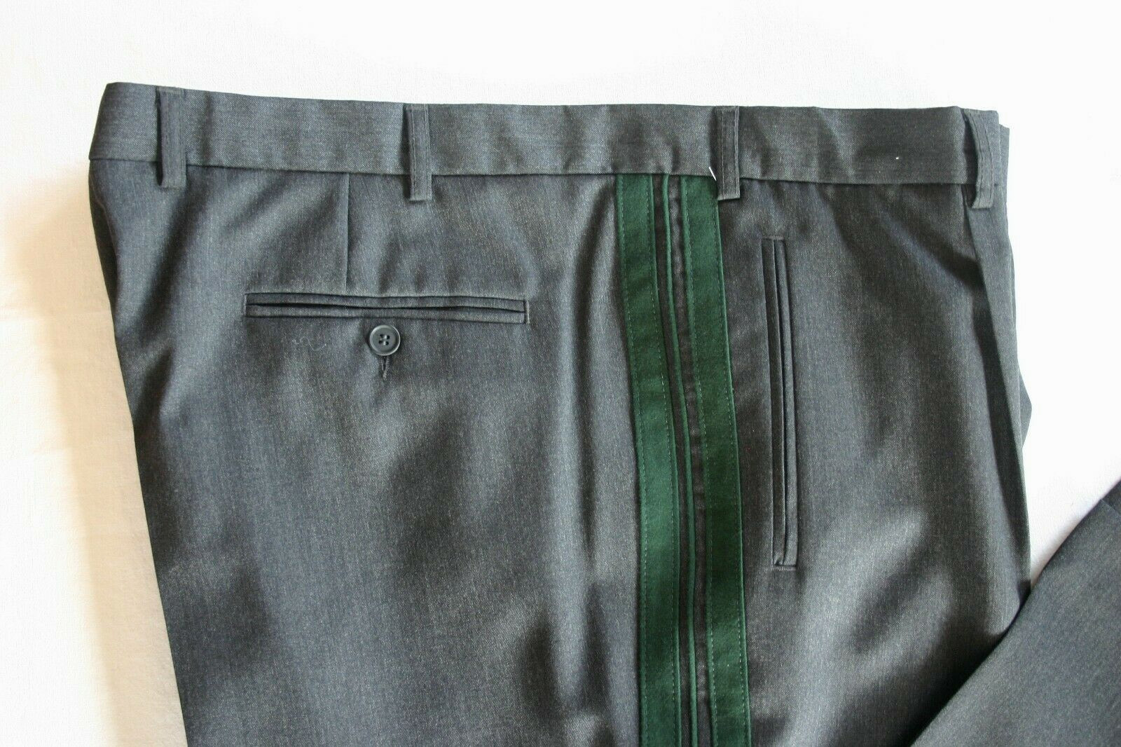Traditional Trousers Dress Pants Suit Stripe Side Loden Grey
