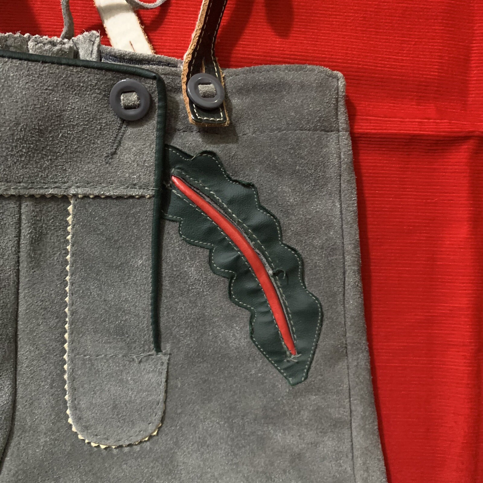 Vintage Kids Gray Suede Traditional Bavarian Lederhosen