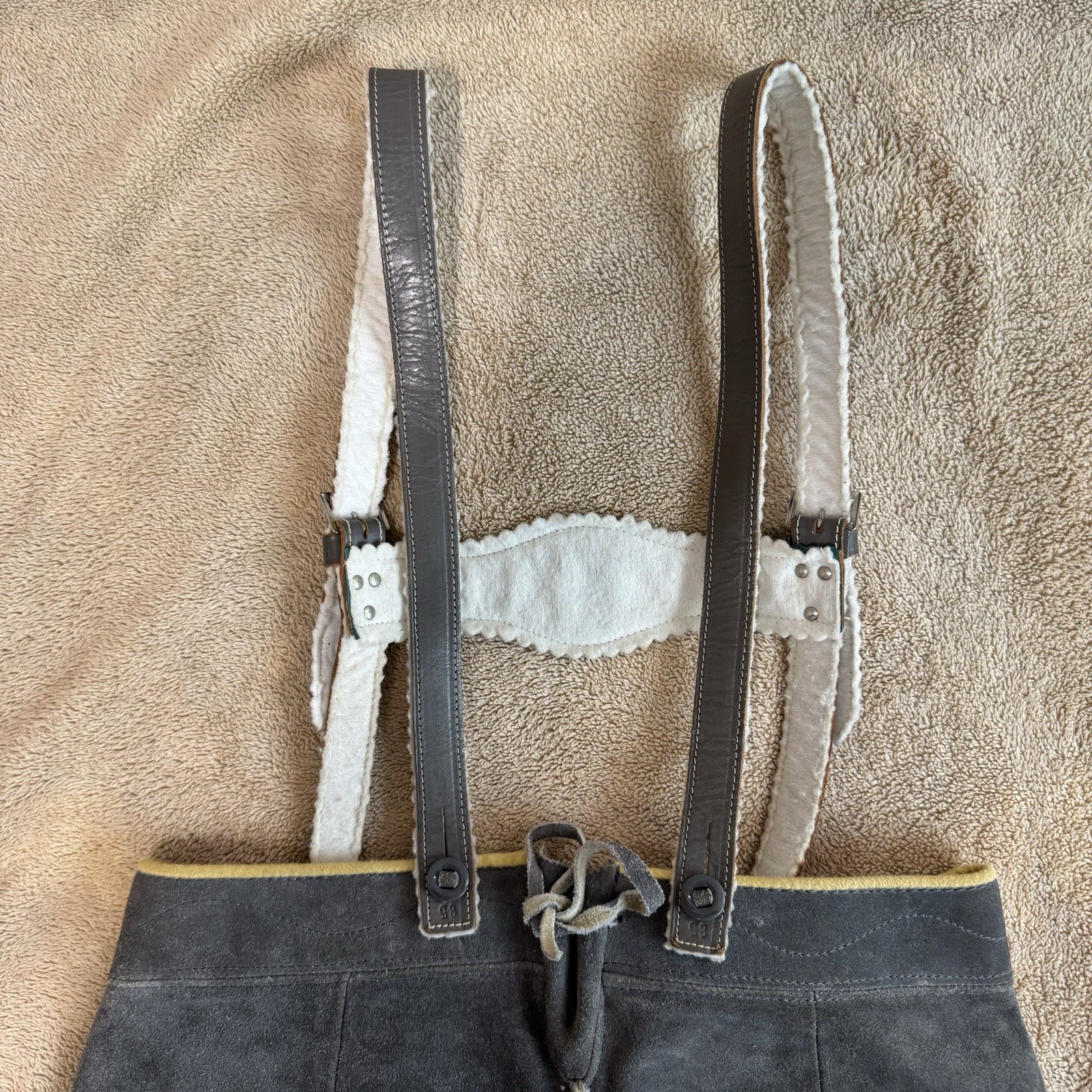Vintage Lederhosen Suede Leather German Bavarian Genuine Youth Measure In Pics