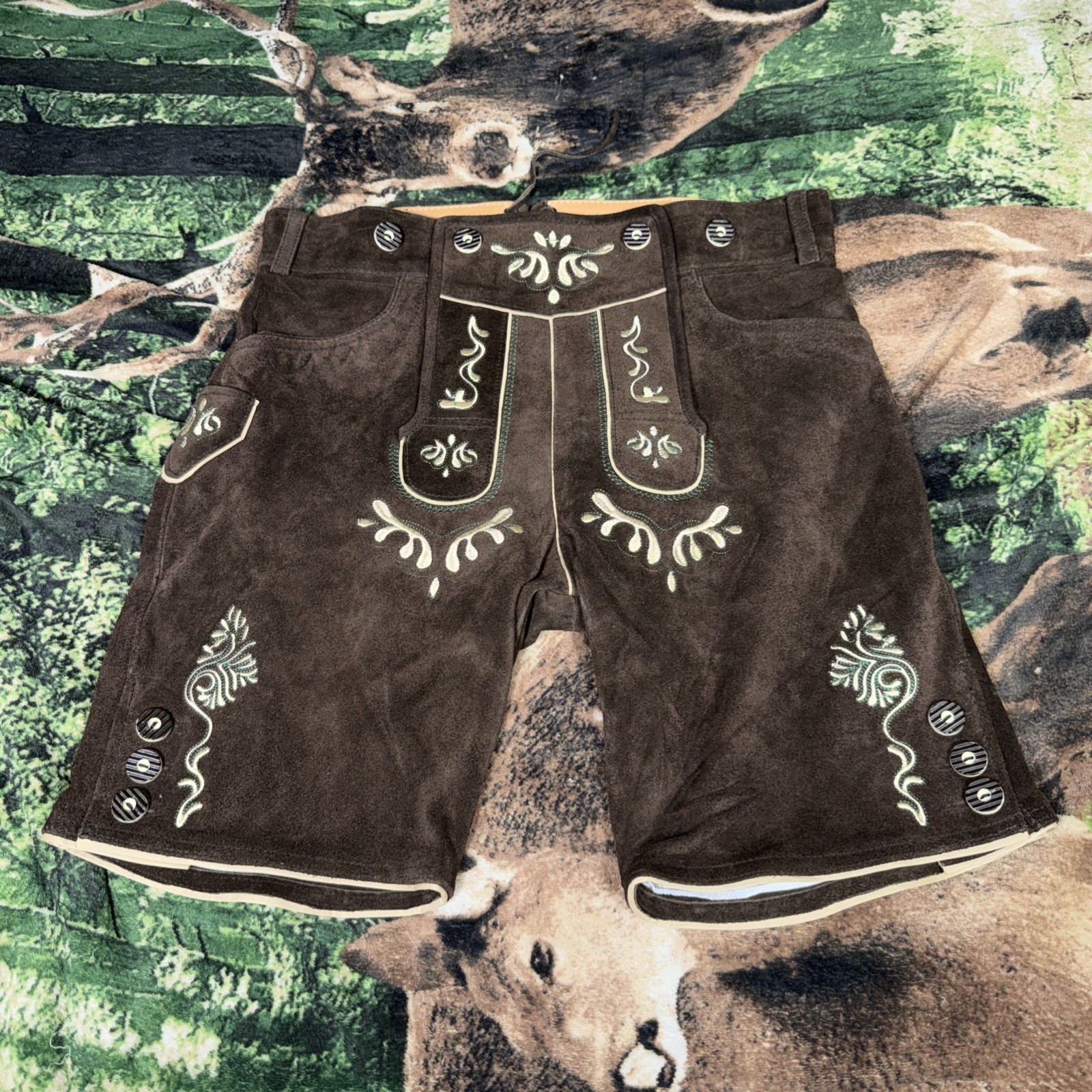 German Bavarian Oktoberfest Trachten Lederhosen4u Leather Mens Shorts Size 52
