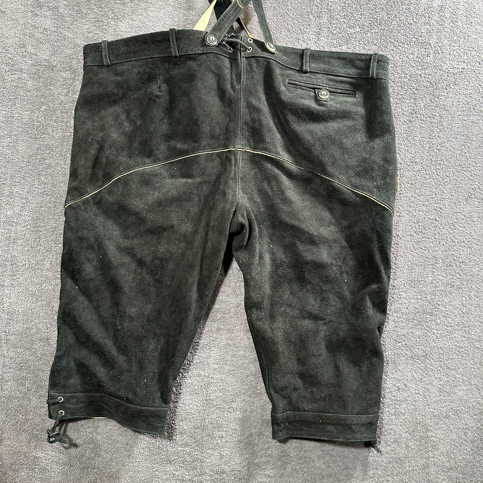 Traditional Lederhosen Size 70 Black Knee High Trousers Traditional Kini Buam with Suspenders