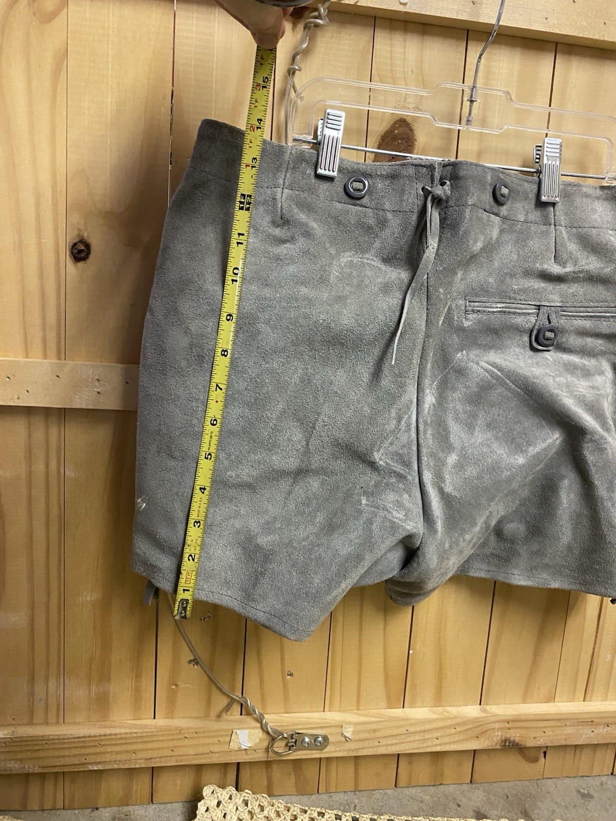 Lederhosen Shorts Leather Suede Men’s Octoberfest Beer Garden Gray Traditional