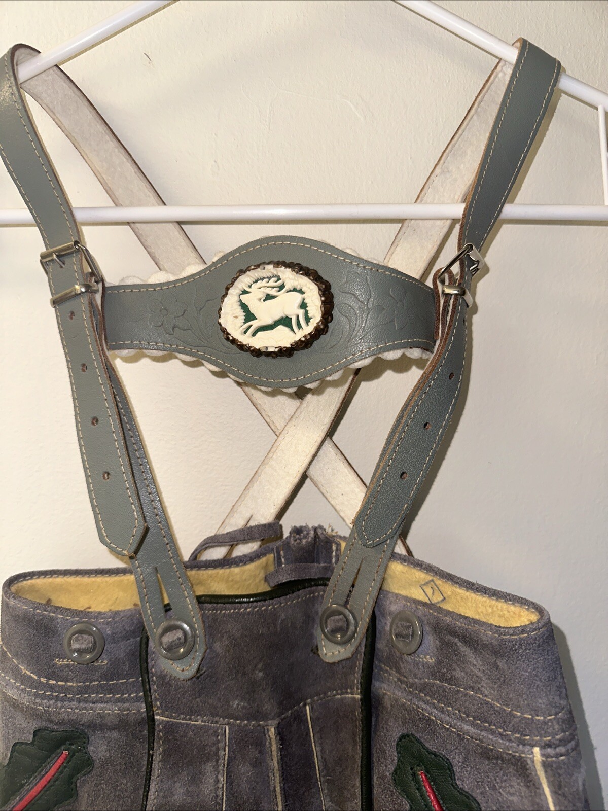 Vintage 1960s Bergfreund Boys Lederhosen Elk Leather German Shorts Sz 1 11″x9″