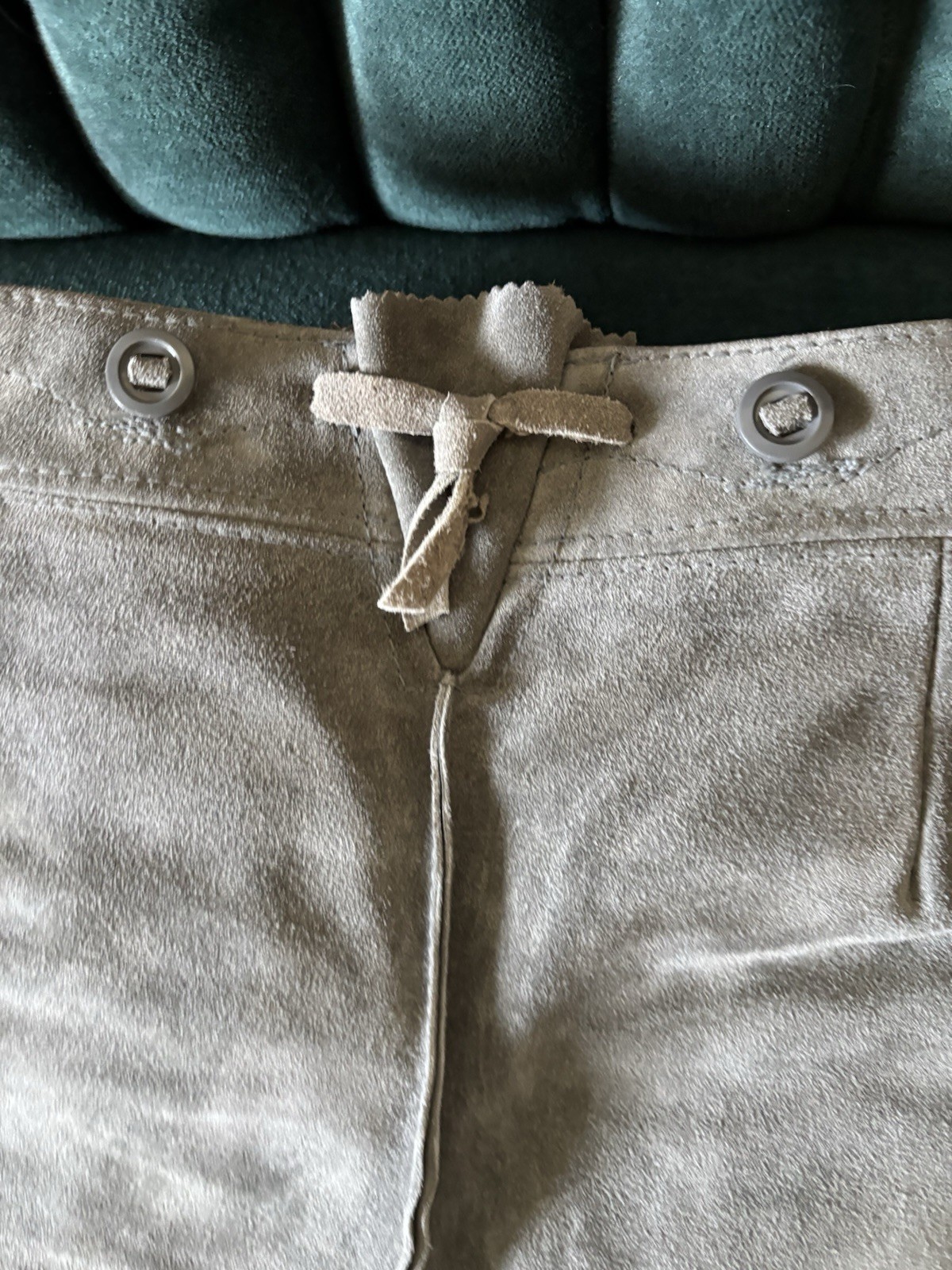 Vintage German Lederhosen Genuine Suede Oktoberfest Shorts EU Size 38 Gray
