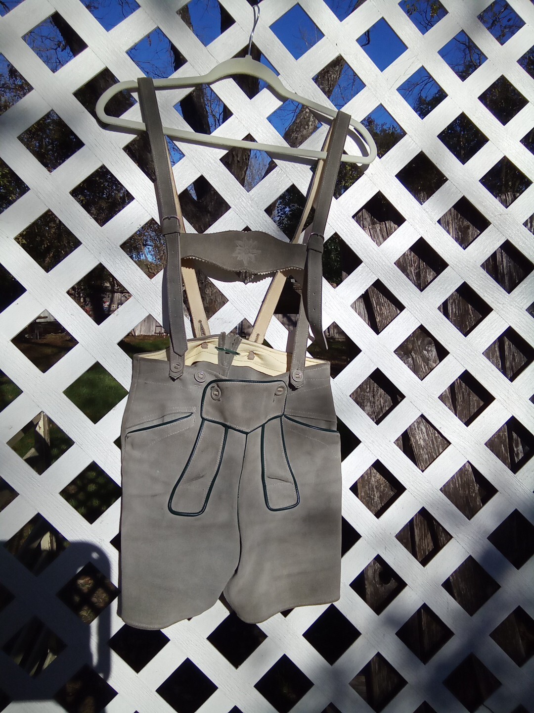 VINTAGE West Germany Lederhosen Oktoberfest Size. 12 Leather Shorts Suspen