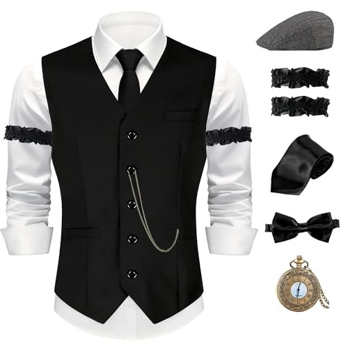 1920s Mens Costume Gangster Set – Roaring 20s Costumes for Men XX-Large Black
