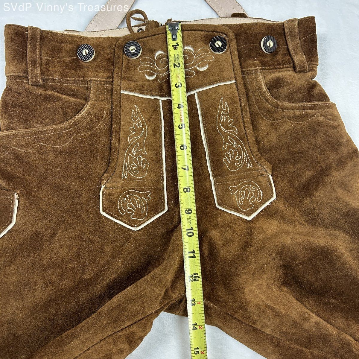 Vintage Edelnice Genuine Leather Embroidered Lederhosen Trachtenmode Sz 46