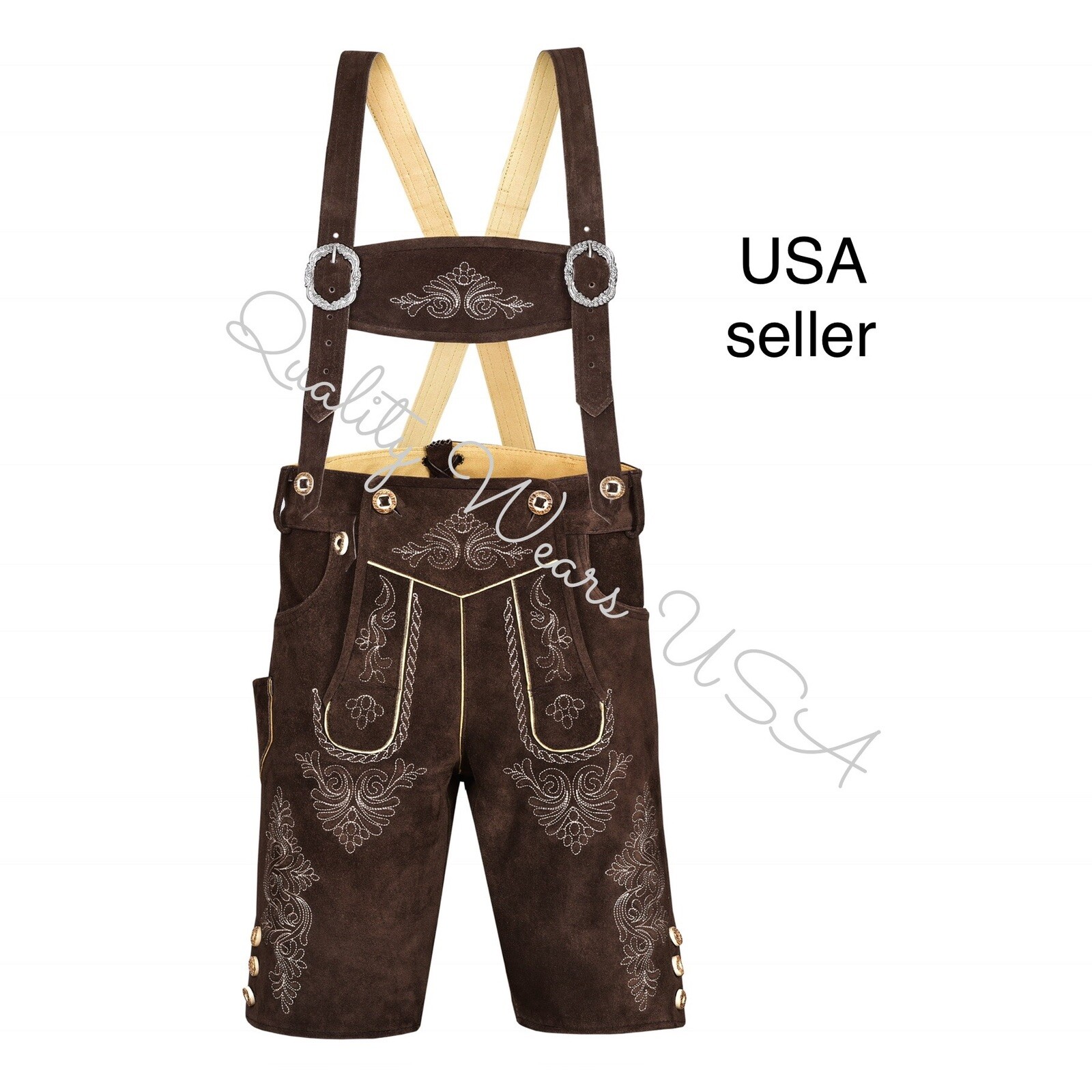 Authentic Men Lederhosen Oktoberfest Bavarian Lederhosen -Leather Trousers Plain