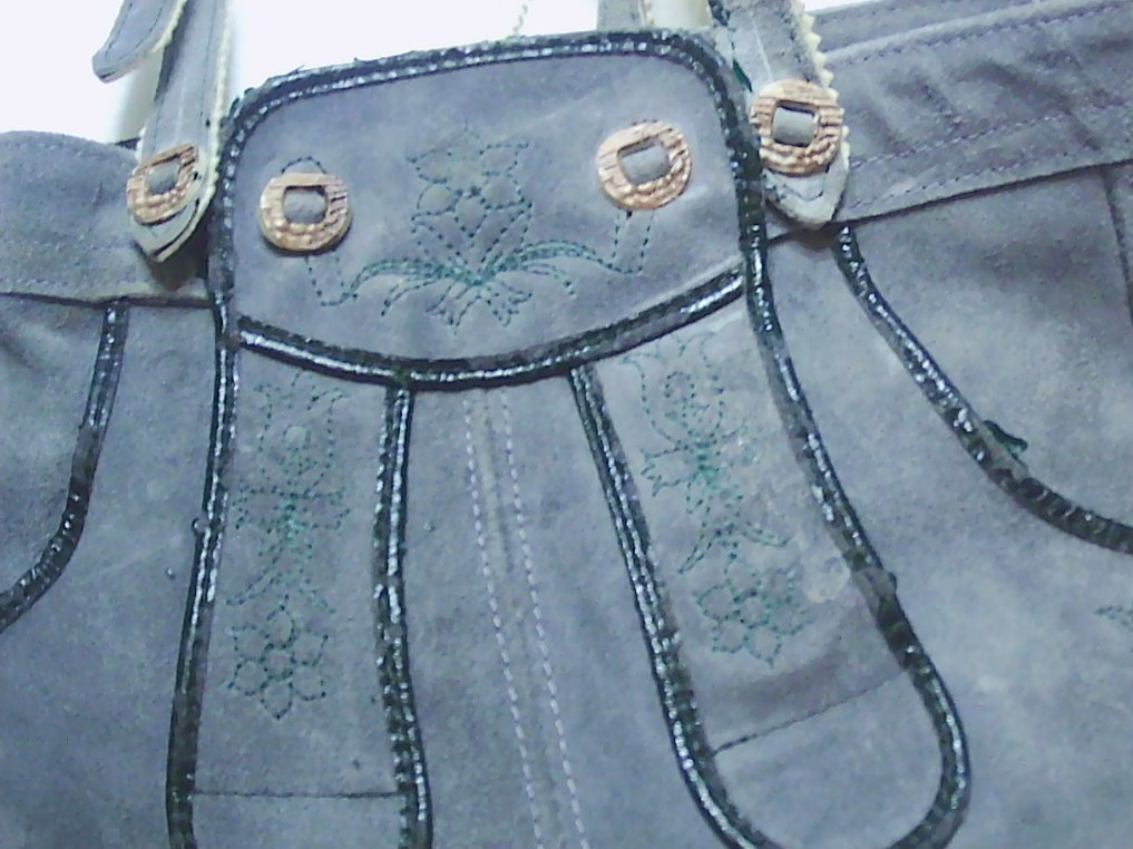Lederhosen Vintage German Octoberfest Suede Leather Overall Button Shorts 65cm