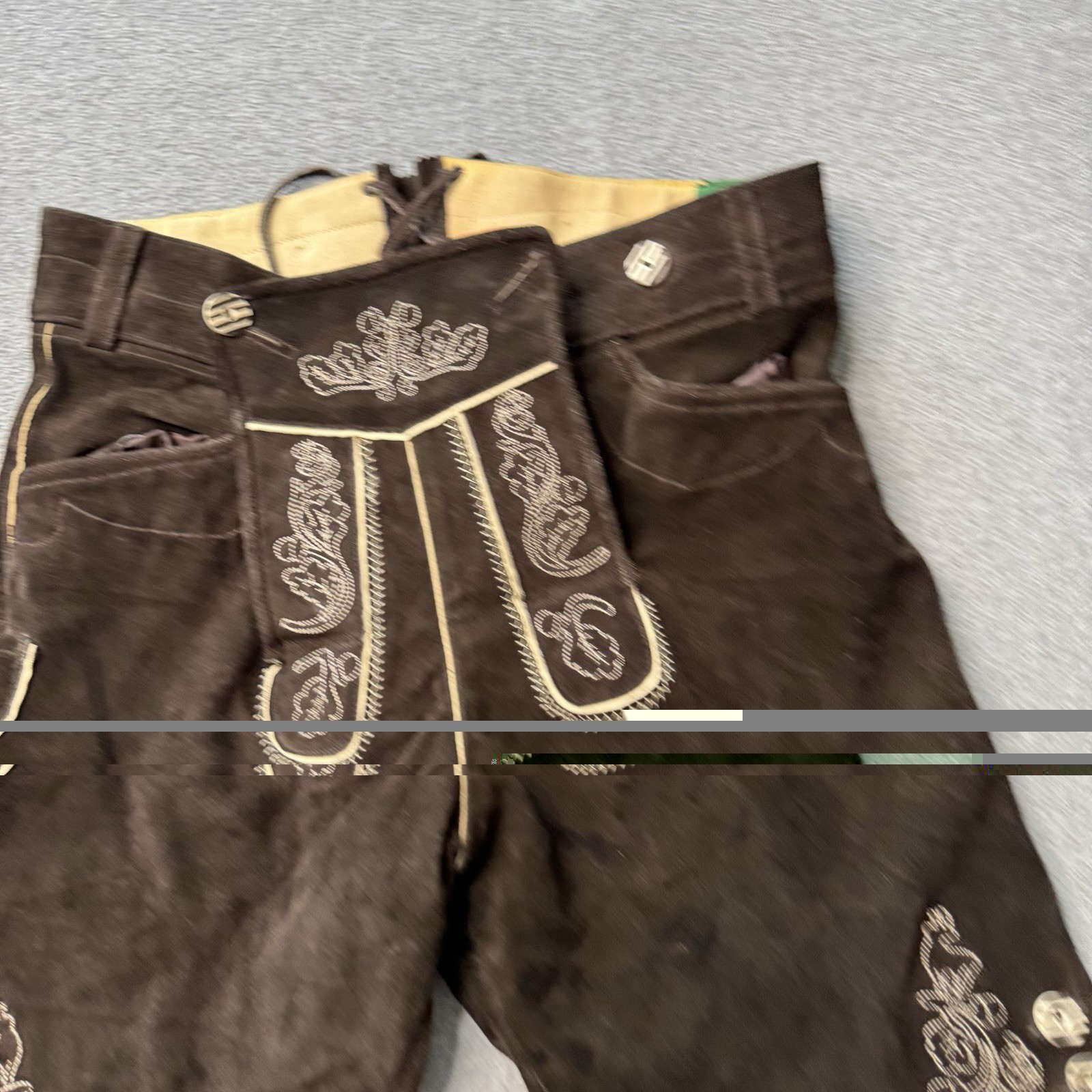 Lederhosen4u Shorts Mens 50 Brown Leather Suede German Oktoberfest Traditional