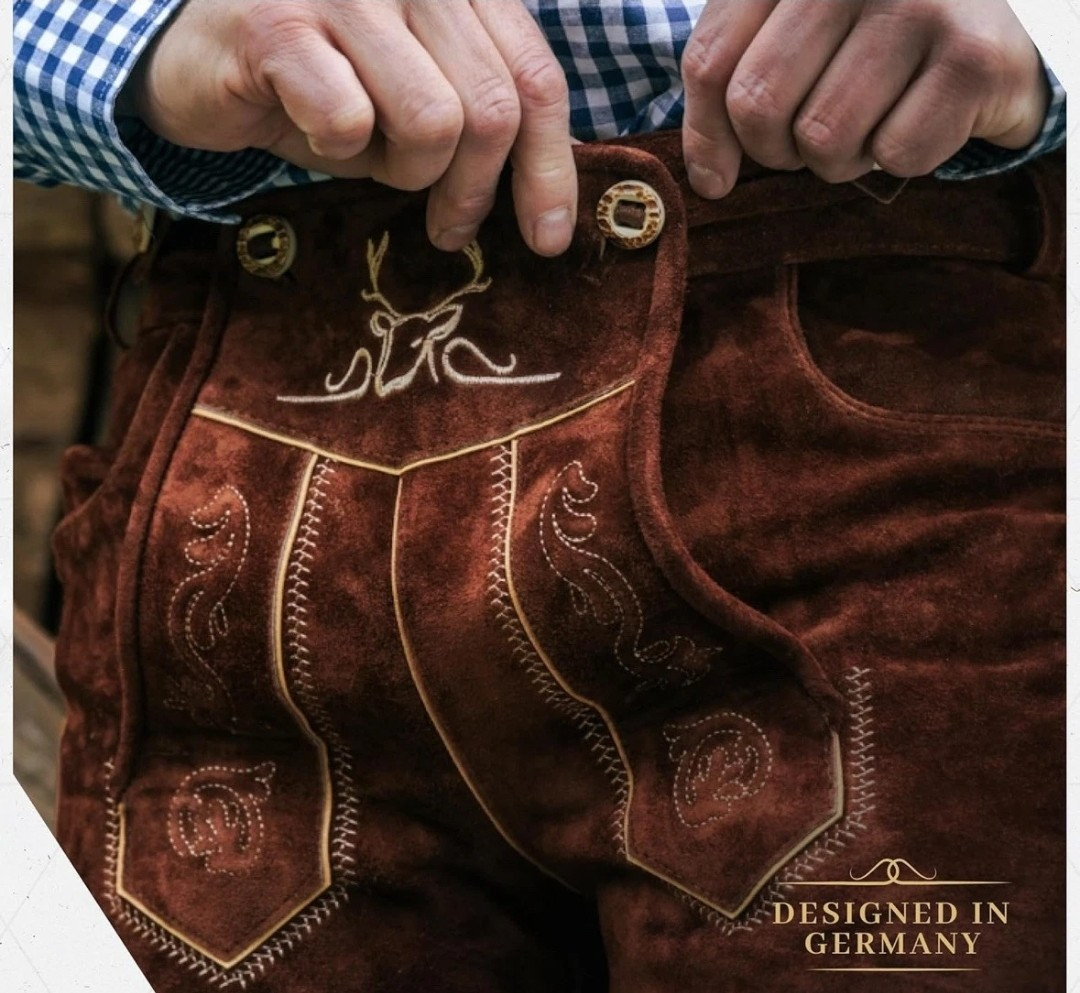 Bavaria Trachten Mens Genuine Leather Brown Lederhosen US 30 EU 48 Oktoberfest