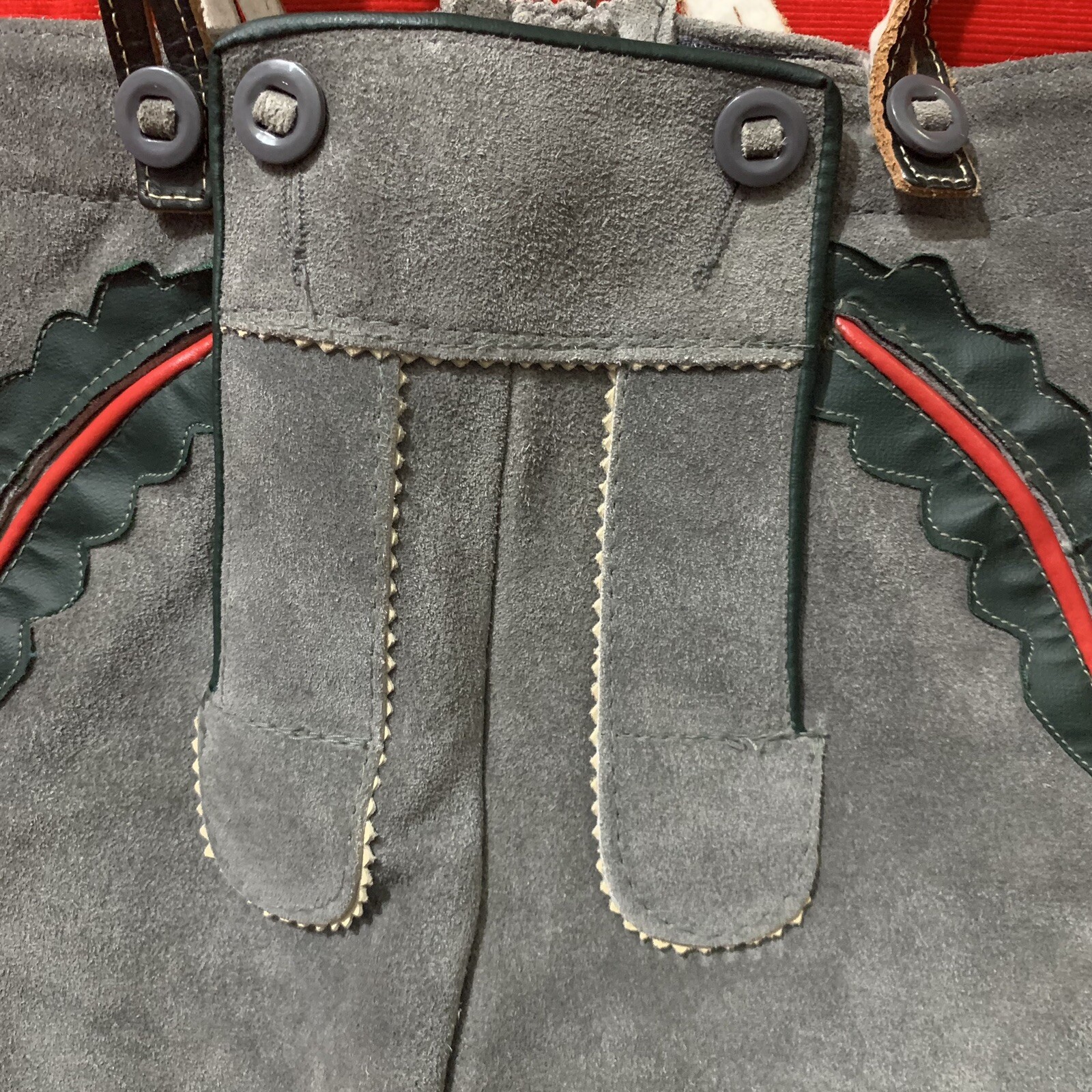 Vintage Kids Gray Suede Traditional Bavarian Lederhosen